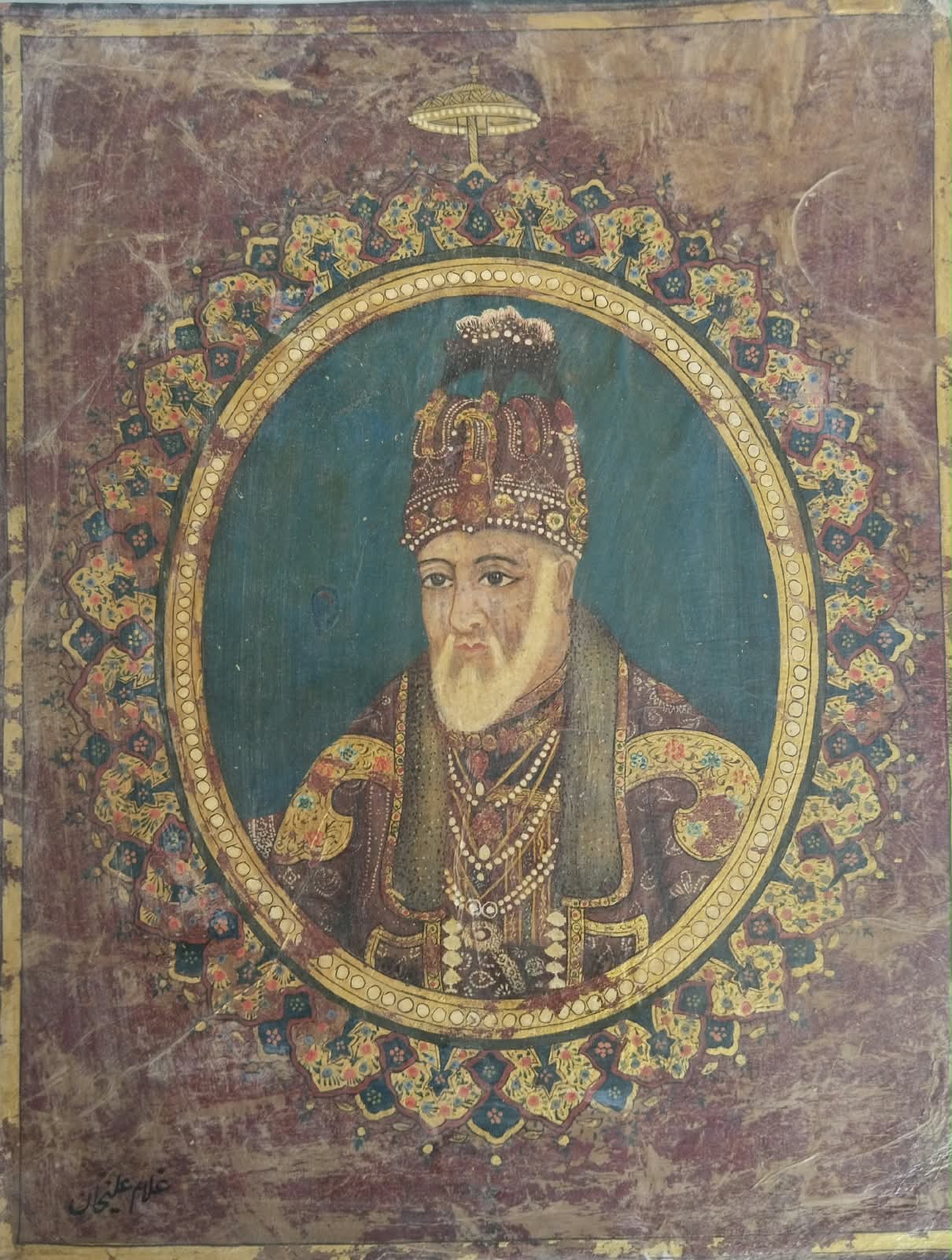 Mughal Miniature painting depicting Mughal Emperor "Bahadur Shah Zafar